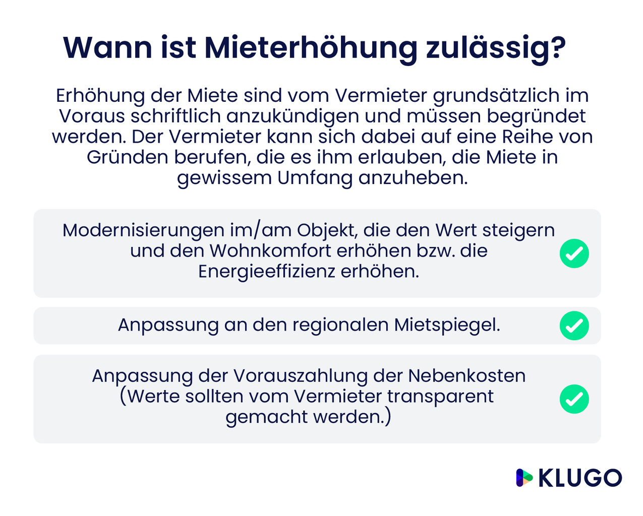 Wann ist Mieterhöhung zulässig – Infografik